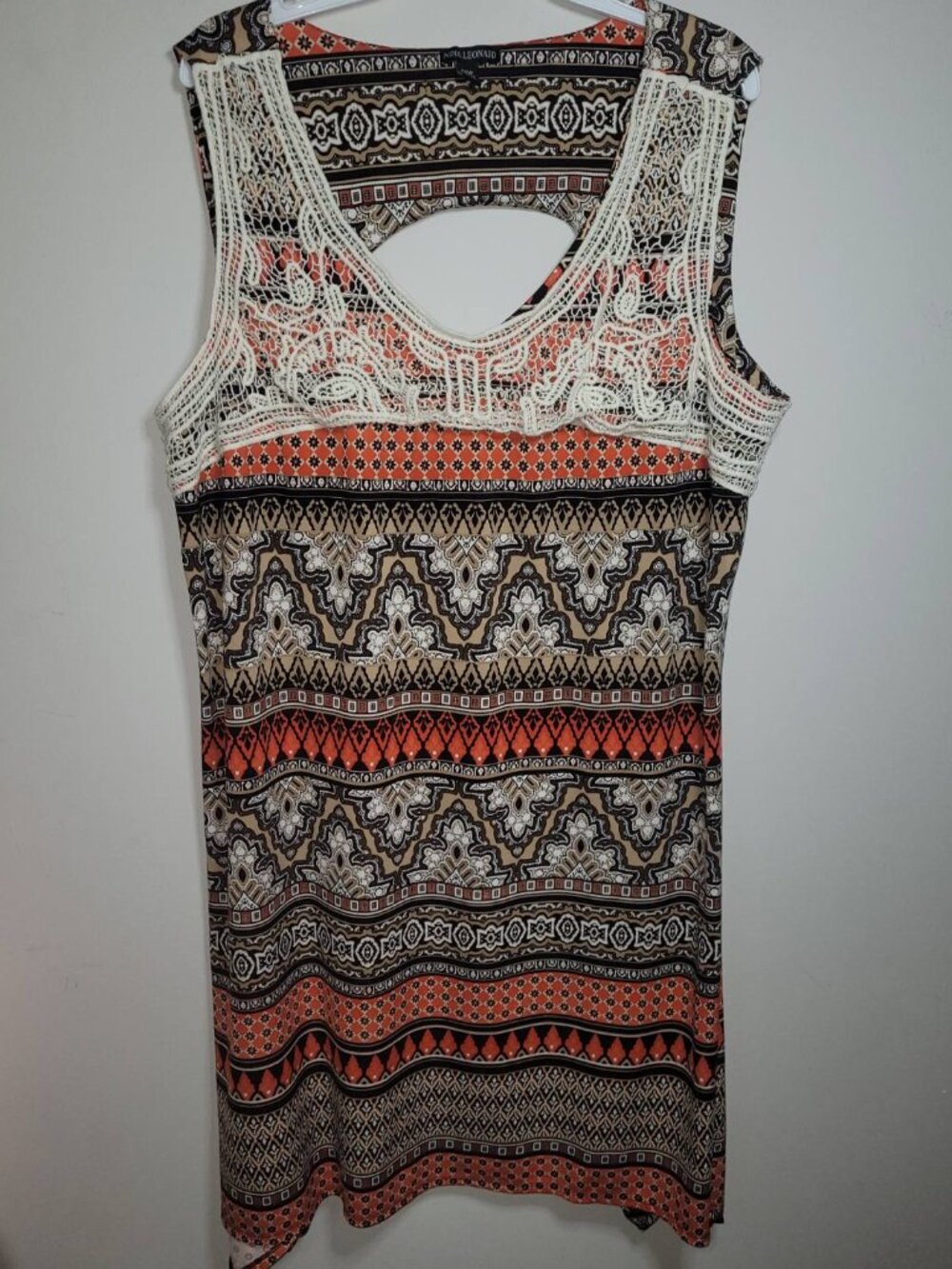 Nina Leonard 20W sleeveless geometric print Dress